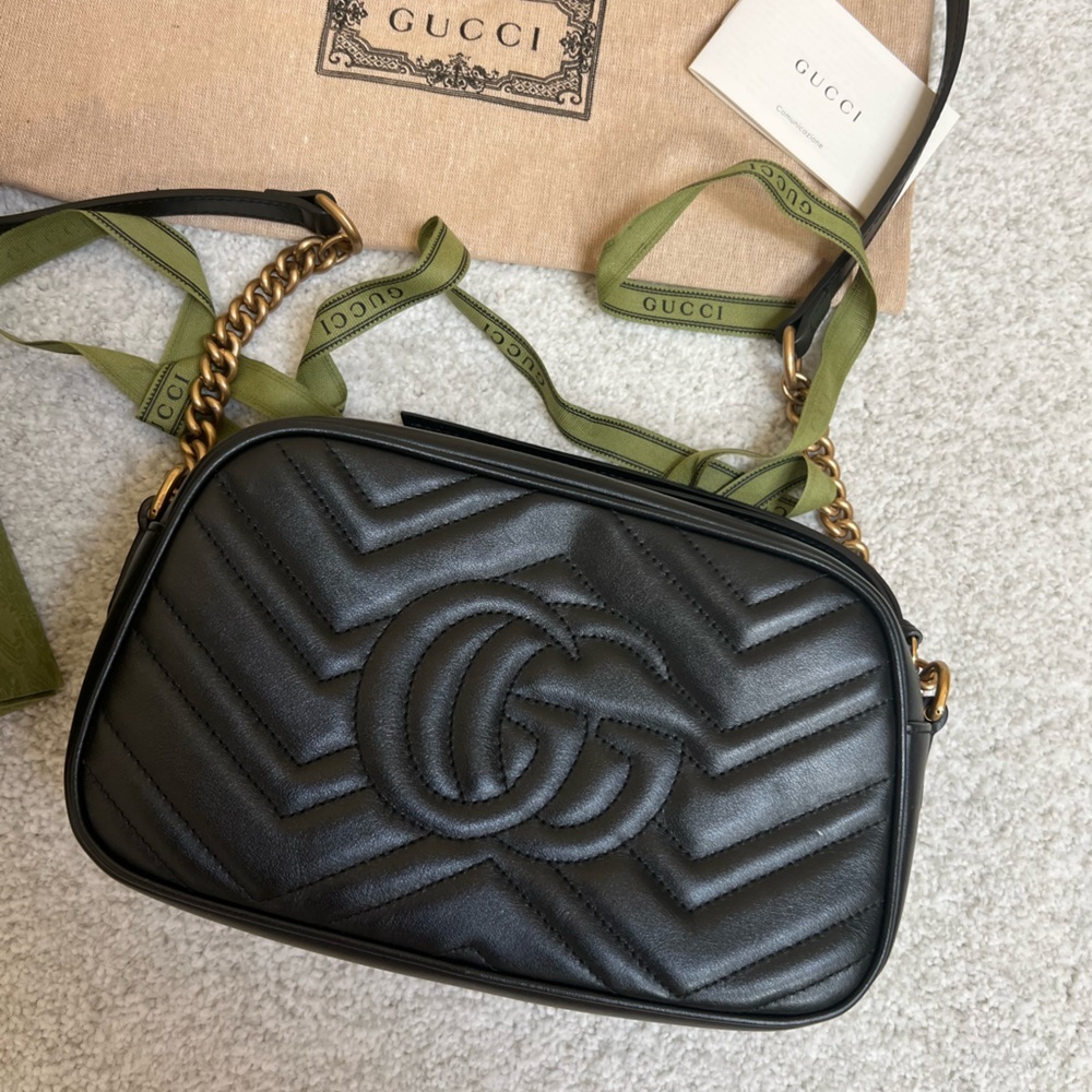 Gucci Black Leather Marmot double G Crossbody Bag - Picture 3 of 4